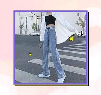 Kaoz Oversized dengan High Waist Jeans